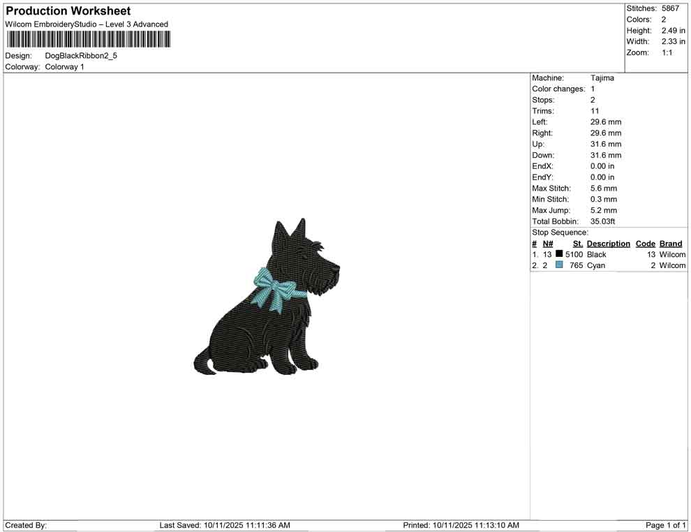 Dog Black Ribbon