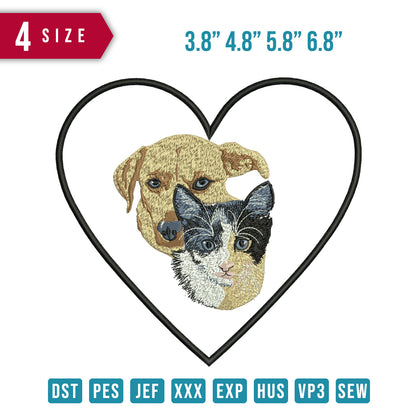 Dog and cat with Heart