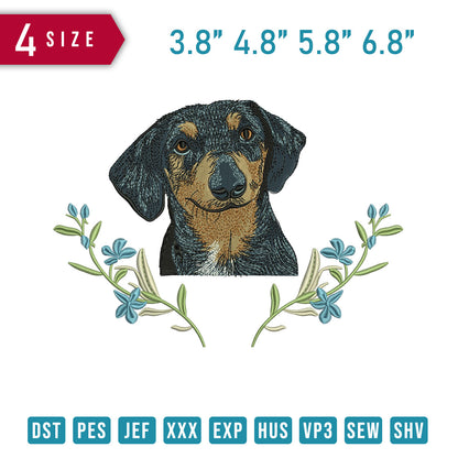 Dog Head And Flower