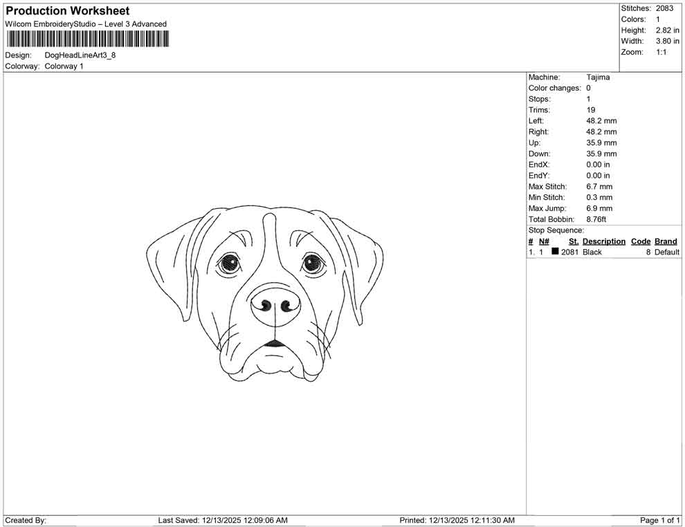 Dog Head Line Art
