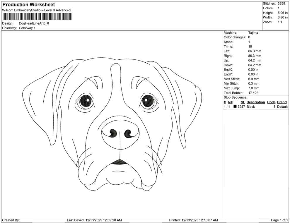 Dog Head Line Art