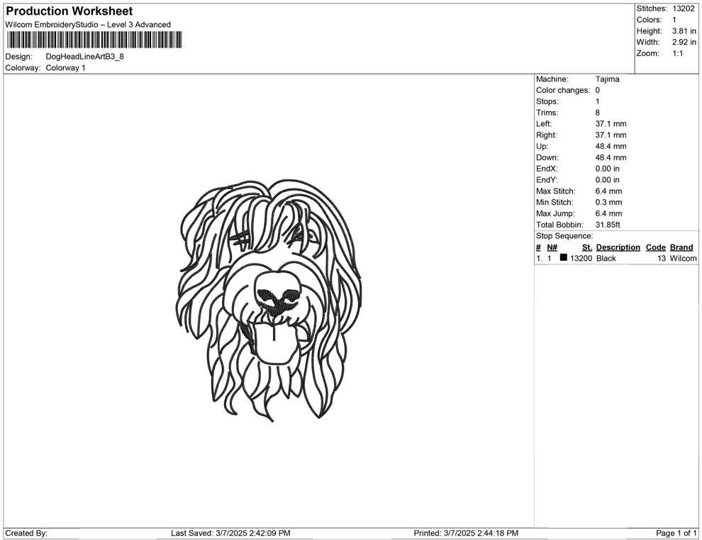 Dog Head Line Art B