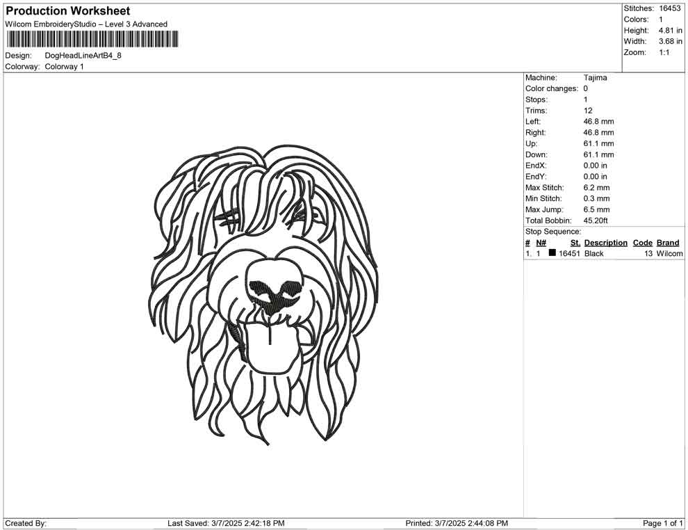 Dog Head Line Art B