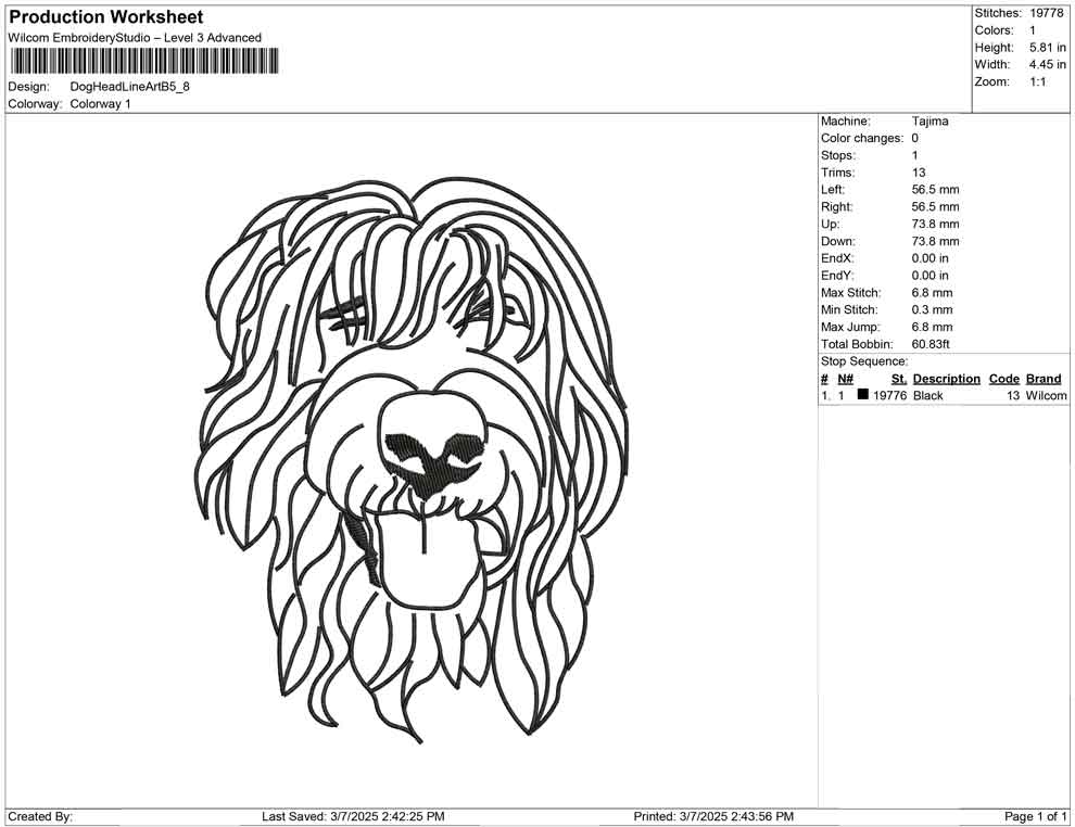 Dog Head Line Art B