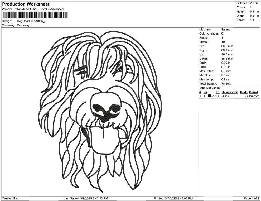 Dog Head Line Art B