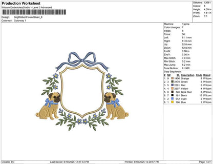 Dog Ribbon Flower Blue