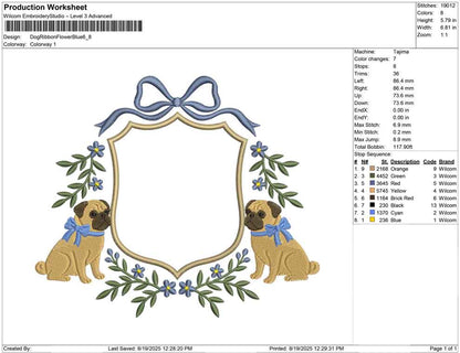 Dog Ribbon Flower Blue