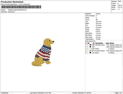 Dog Wearing Usa Sweater F