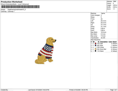 Dog Wearing Usa Sweater F
