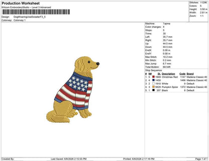 Dog Wearing Usa Sweater F