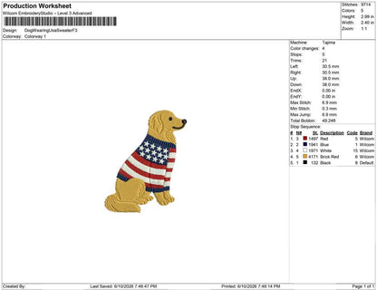 Dog Wearing Usa Sweater F