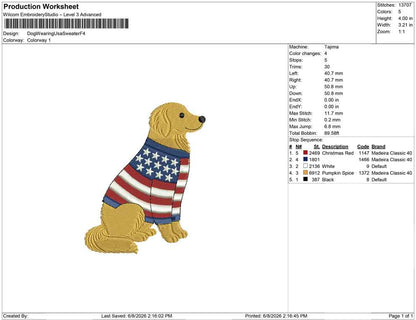 Dog Wearing Usa Sweater F
