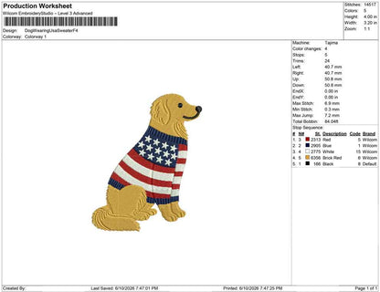 Dog Wearing Usa Sweater F