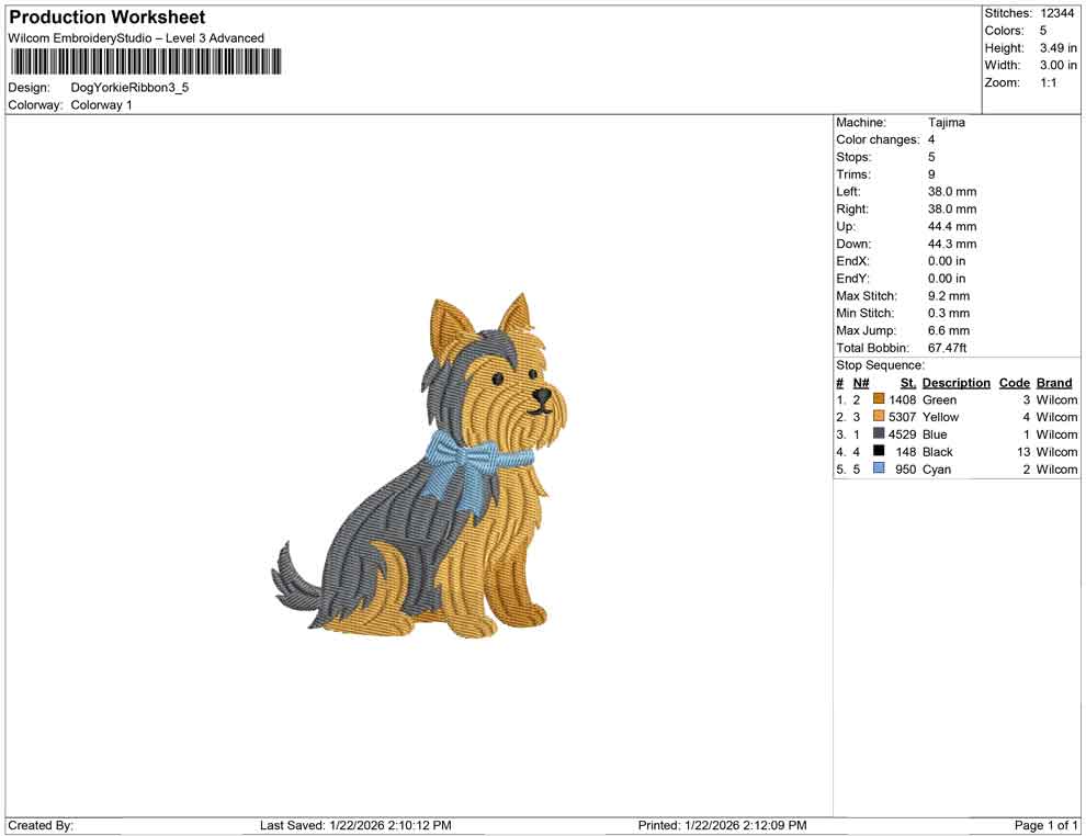 Dog Yorkie Ribbon