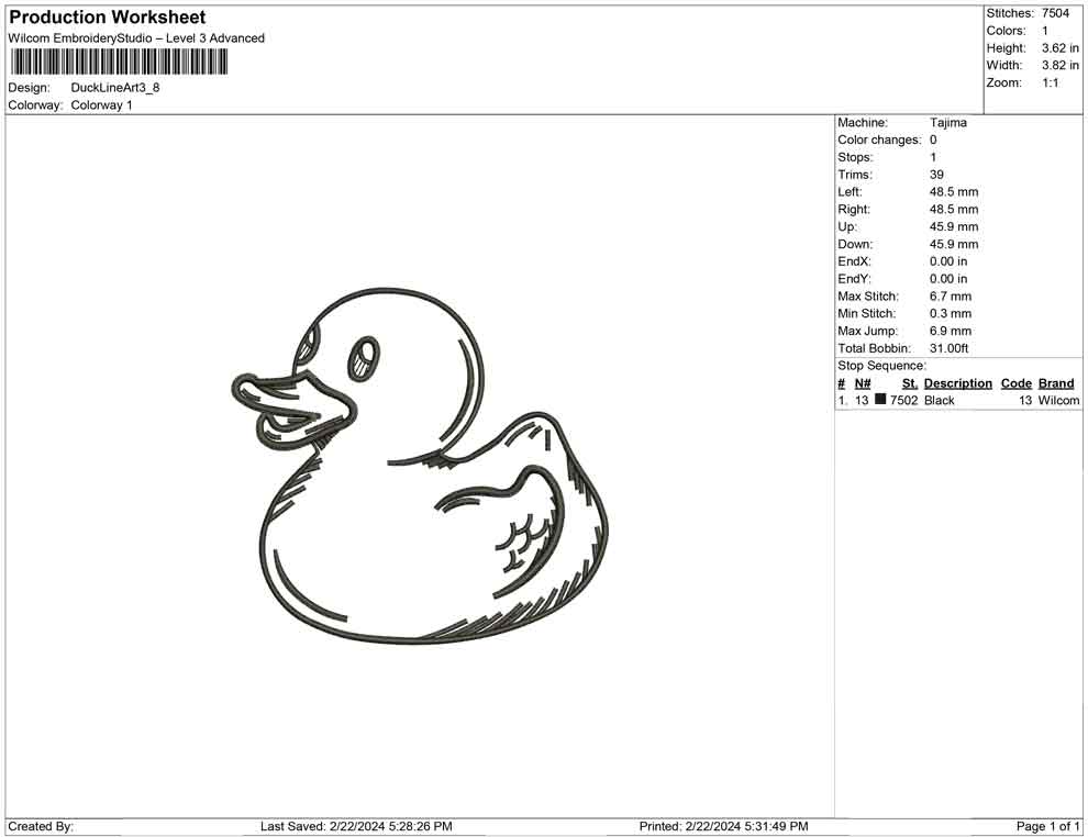 Duck Line Art
