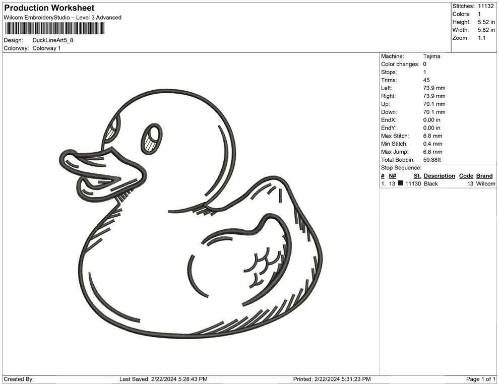 Duck Line Art