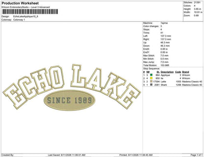 Echo Lake Applique