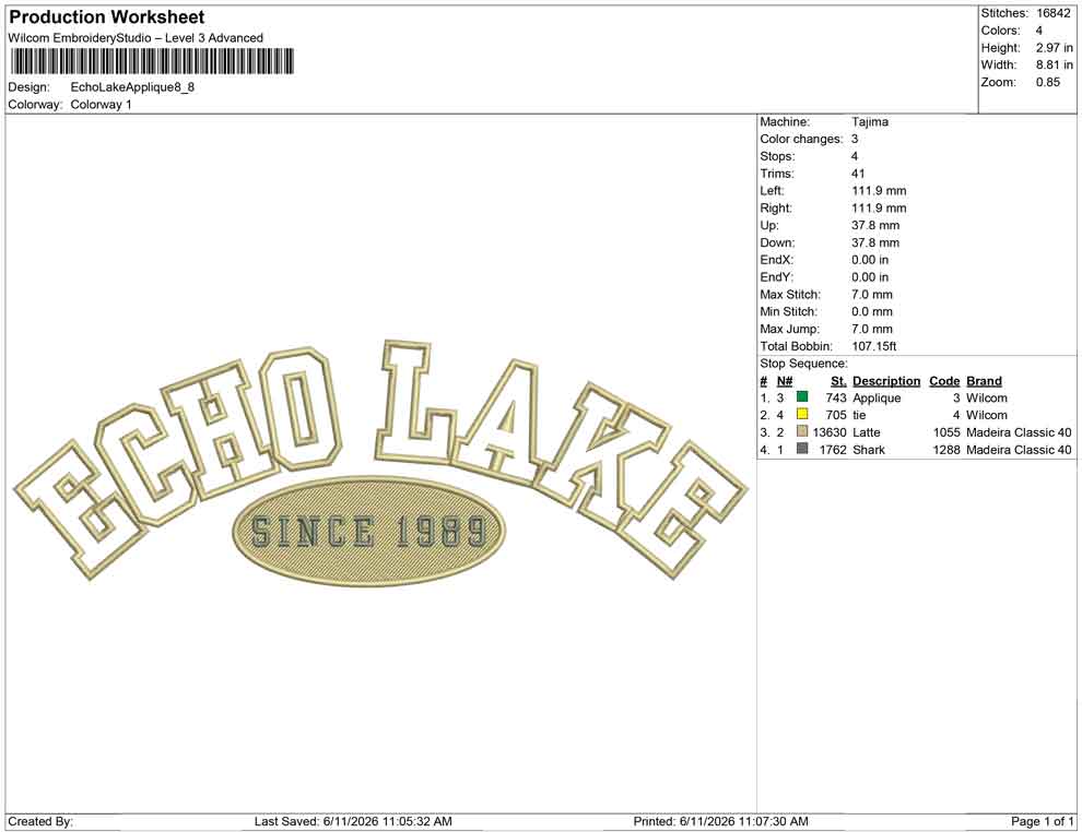 Echo Lake Applique