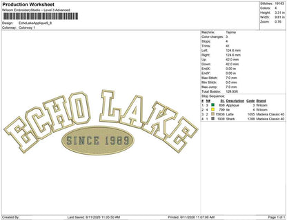 Echo Lake Applique