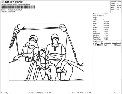 Family Boat Line Art