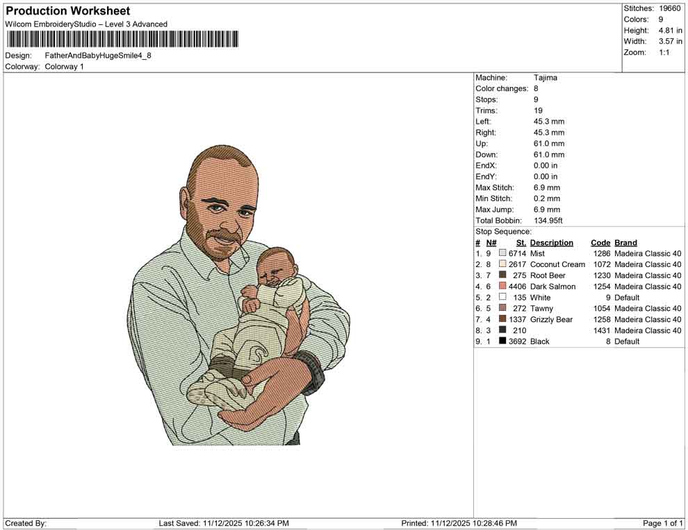 Father and baby smile