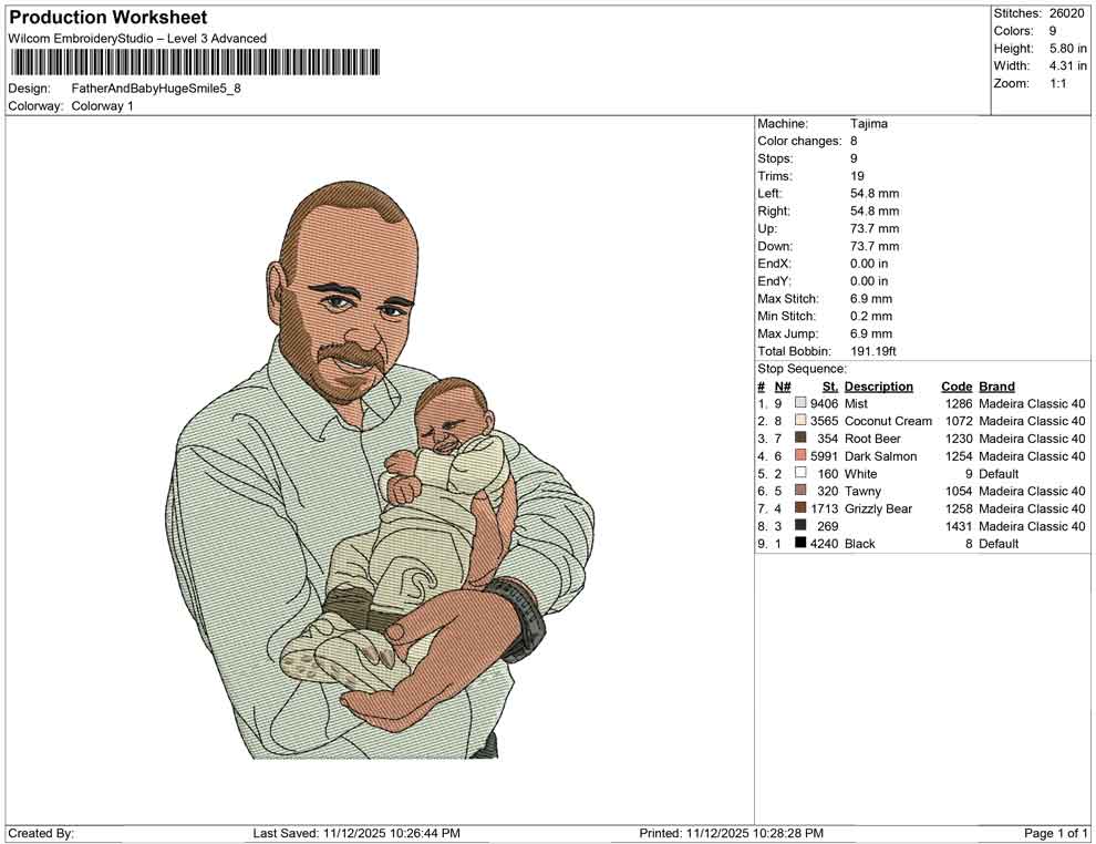 Father and baby smile