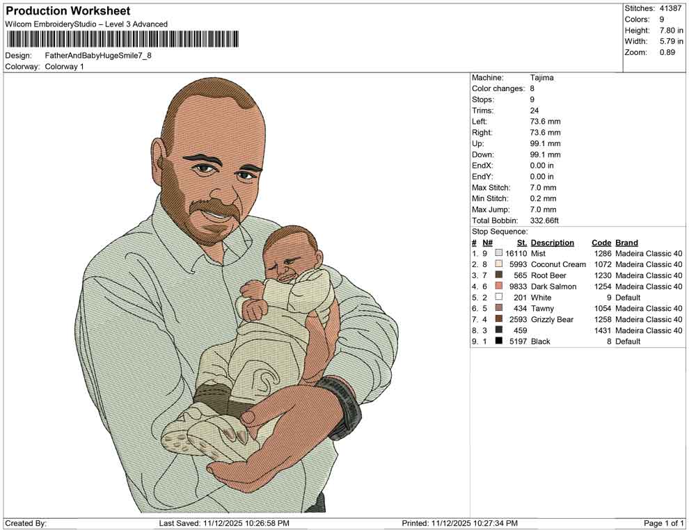 Father and baby smile