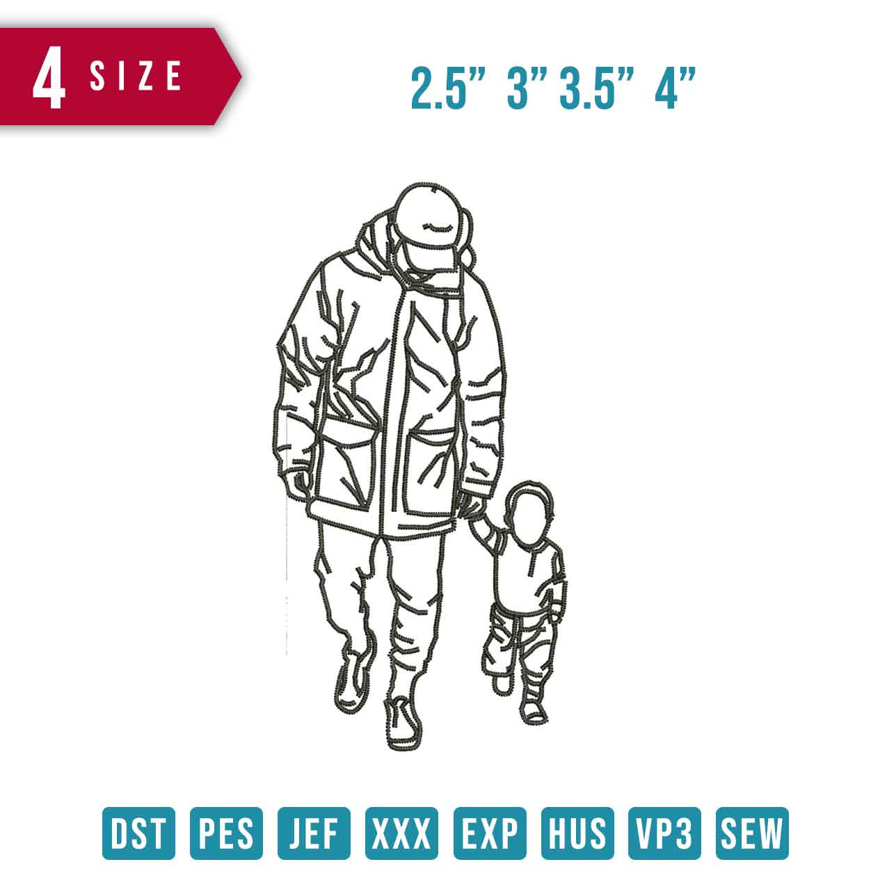 Father Son Walk Line art
