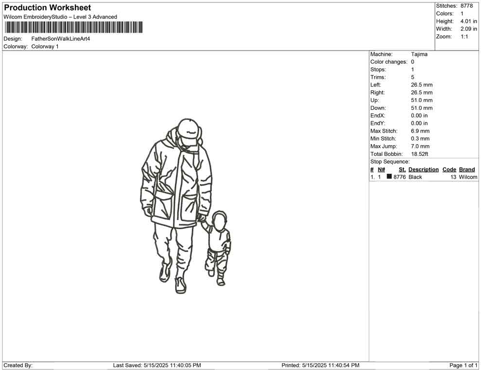 Father Son Walk Line art