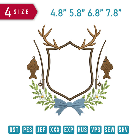 Fishing Antler Crest Frame