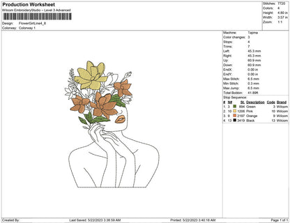 Flower Girl line art