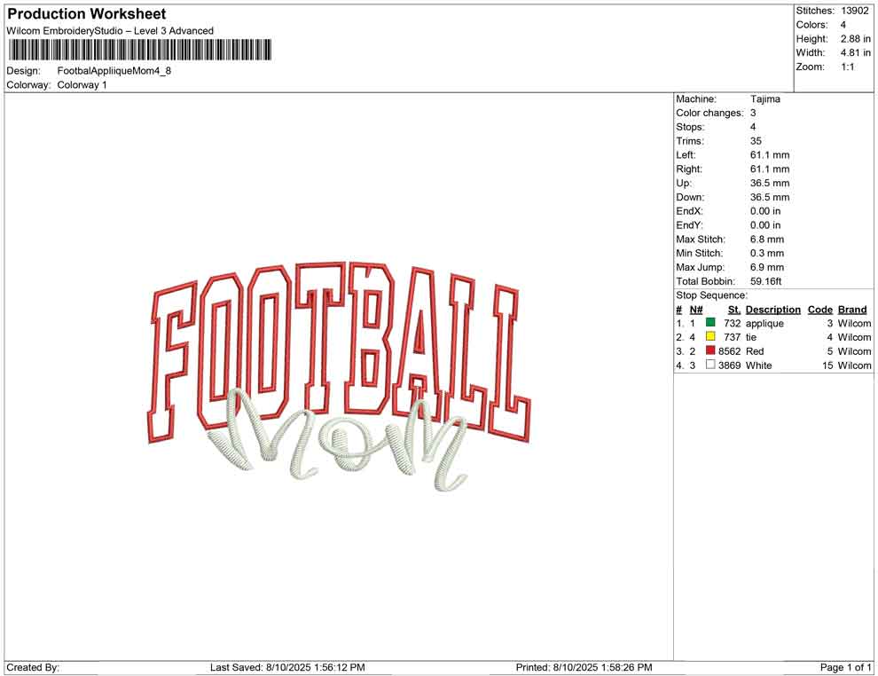 Footbal Appliique Mom