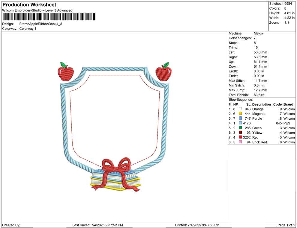 Frame Apple Ribbon Book