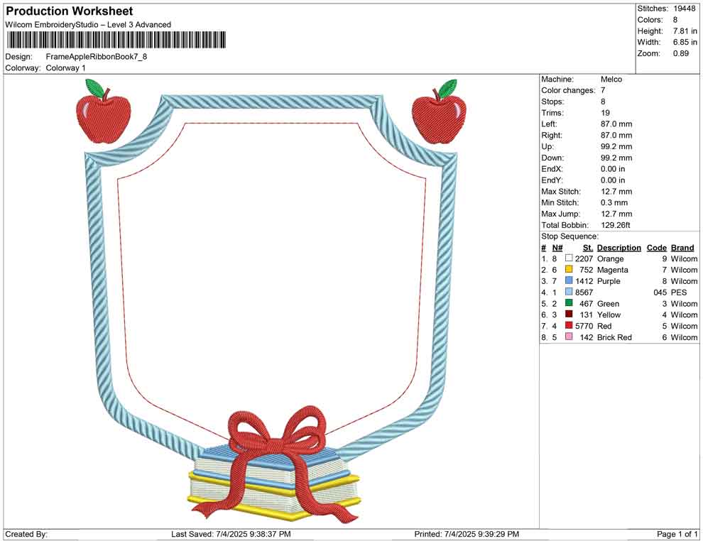 Frame Apple Ribbon Book