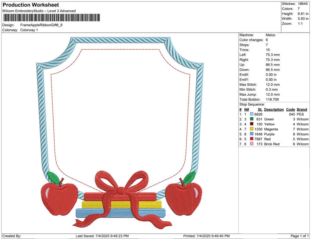 Frame Apple Ribbon Gift