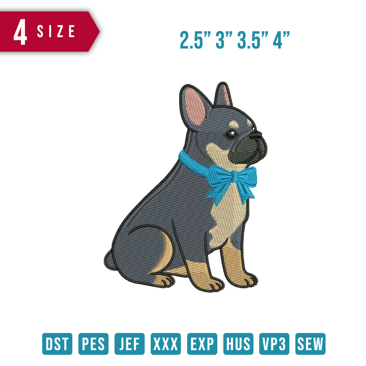 FrenchBull dog Ribbon Blue