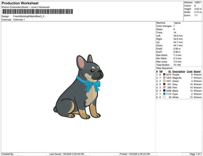 FrenchBull dog Ribbon Blue