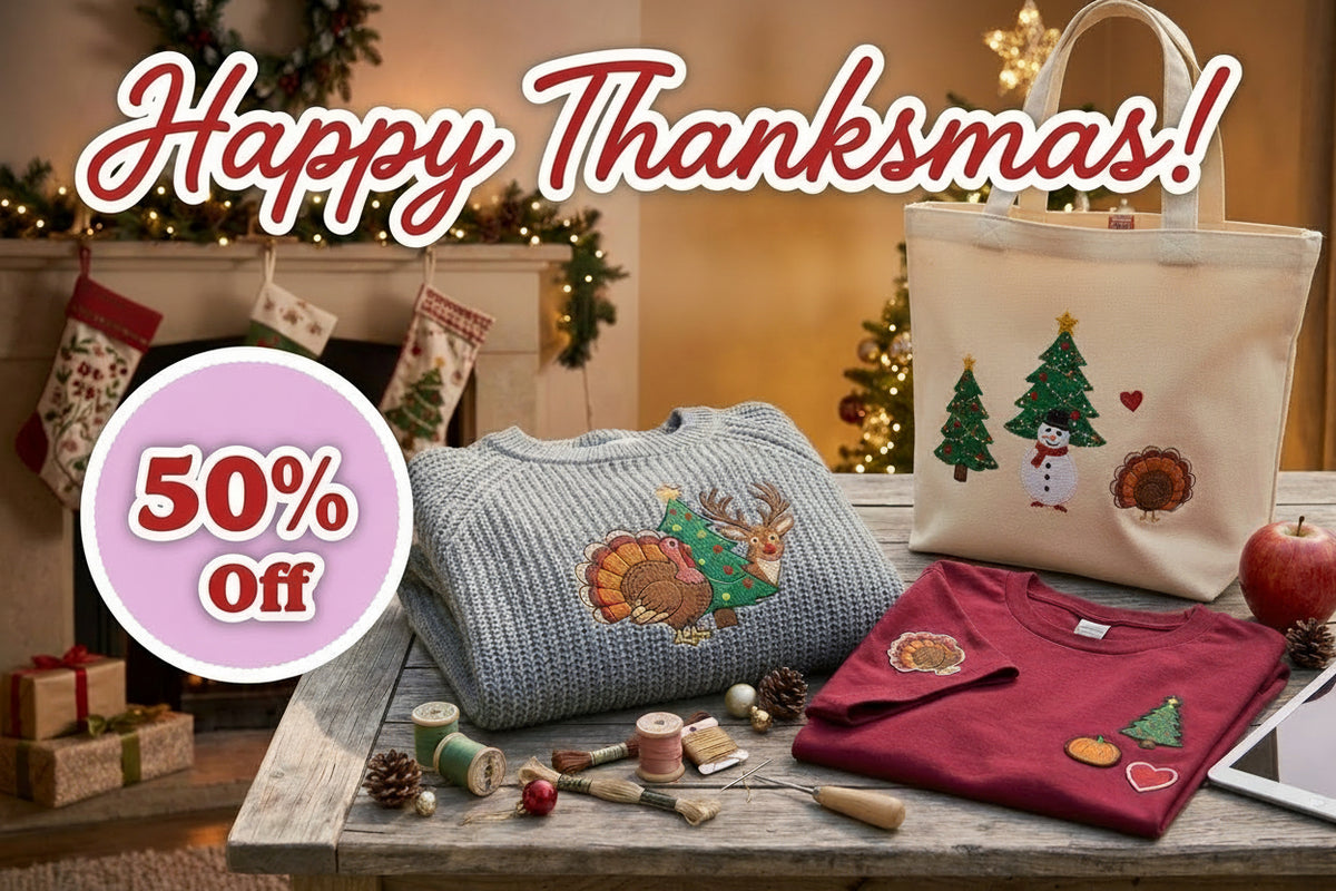 Happy christmas holiday 50% off embroidery designs