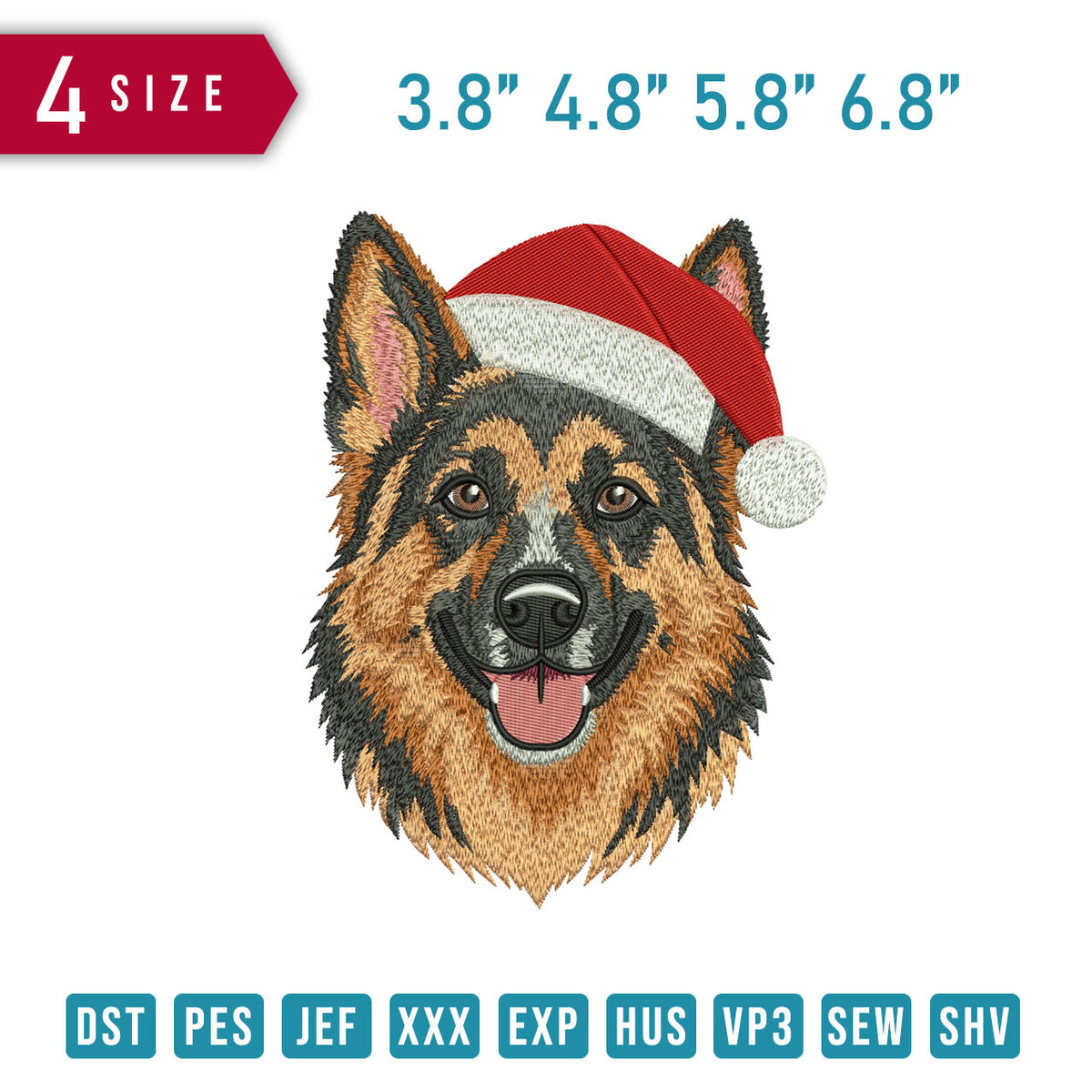 German Shepherd Santa Hat