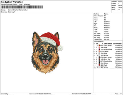 German Shepherd Santa Hat