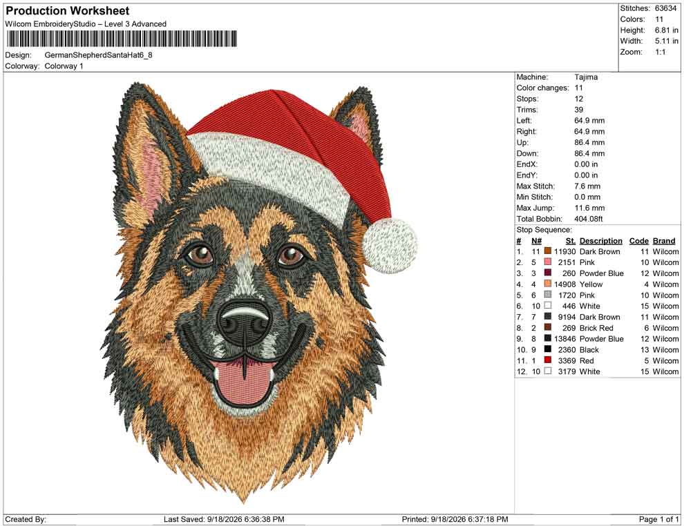 German Shepherd Santa Hat