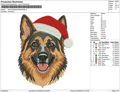 German Shepherd Santa Hat