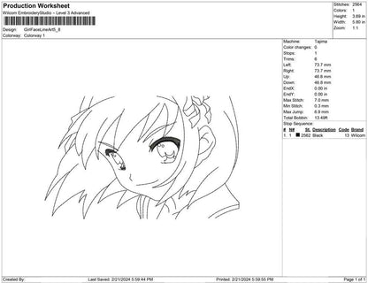 Girl Face Line Art