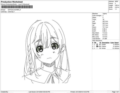 Girl Face Line Art B