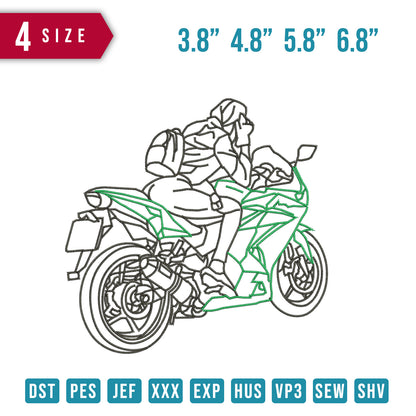 Girl rider line art