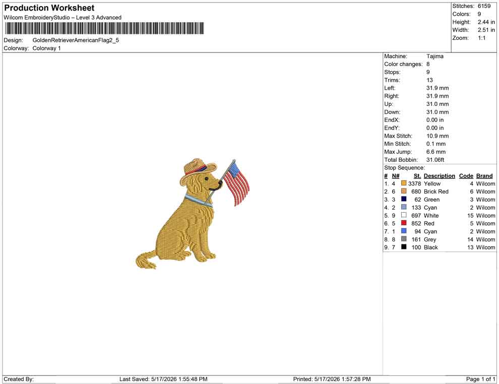 Golden Retriever American Flag