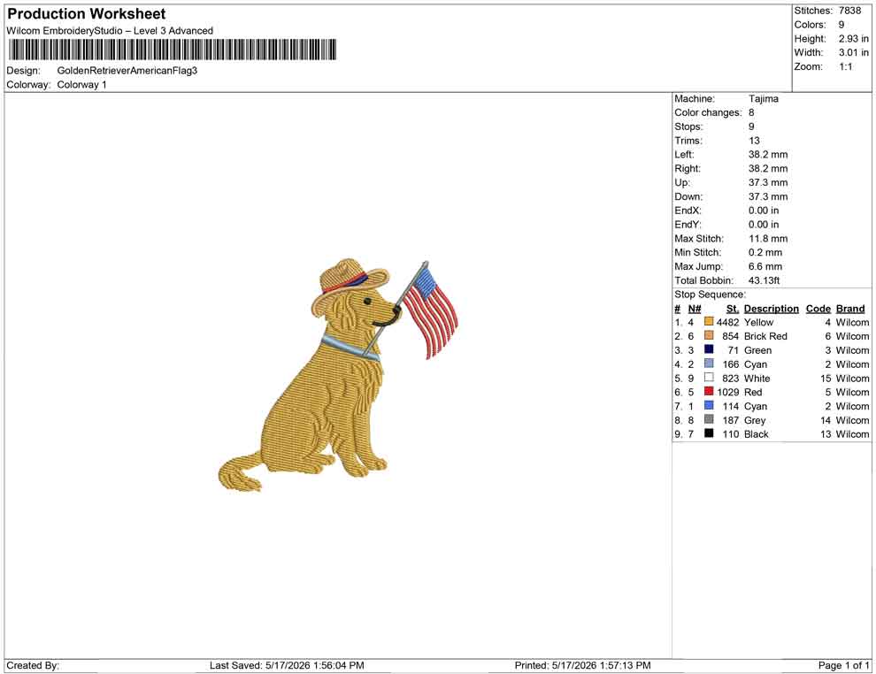 Golden Retriever American Flag