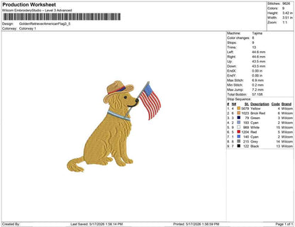 Golden Retriever American Flag