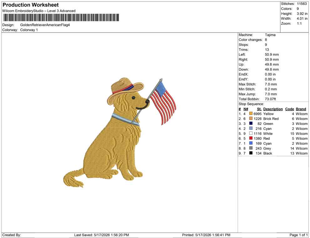 Golden Retriever American Flag