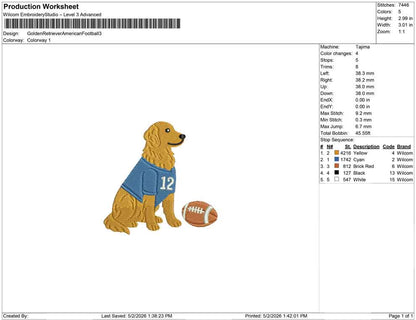 Golden Retriever American Football